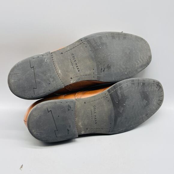 Cole Haan Shoes Mens 9.5 Brown Leather Signature Wingtip Oxford Grand OS Slip On - Picture 8 of 11